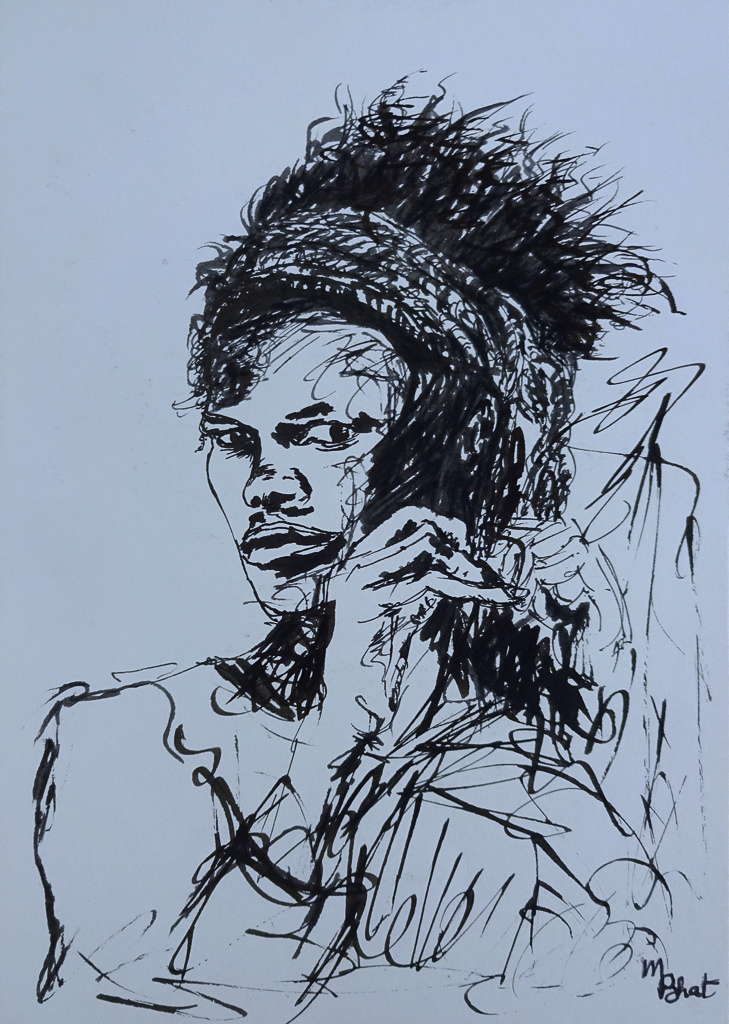  A Swiss Gal. Sketch of a young woman in Switzerland, 1985 